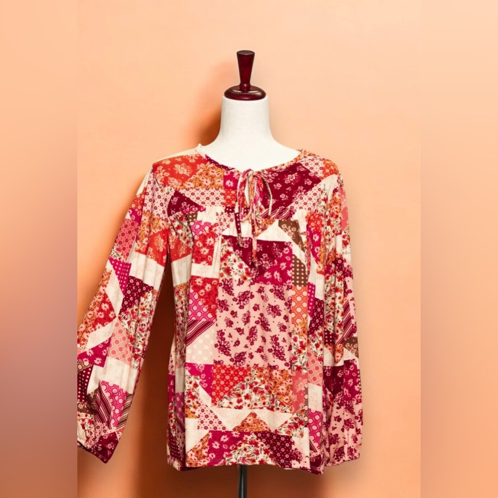 Haptics Patchwork Fall Blouse - Picture 6 of 6